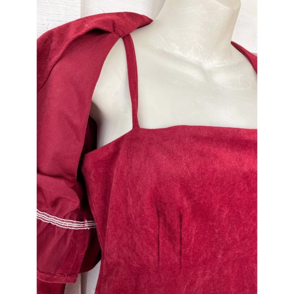 Vintage 1970s Burgundy red Maxi Dress with jacket Faux suede look - Picture 3 of 11